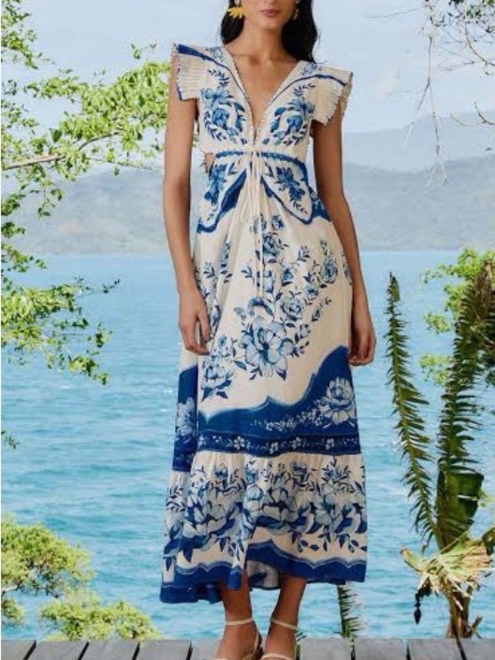 FARM Rio Porcelain Garden Butterfly Dress